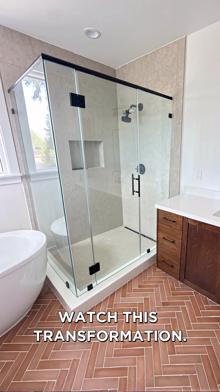 Still from a client edit: Bathroom remodel, start to finish